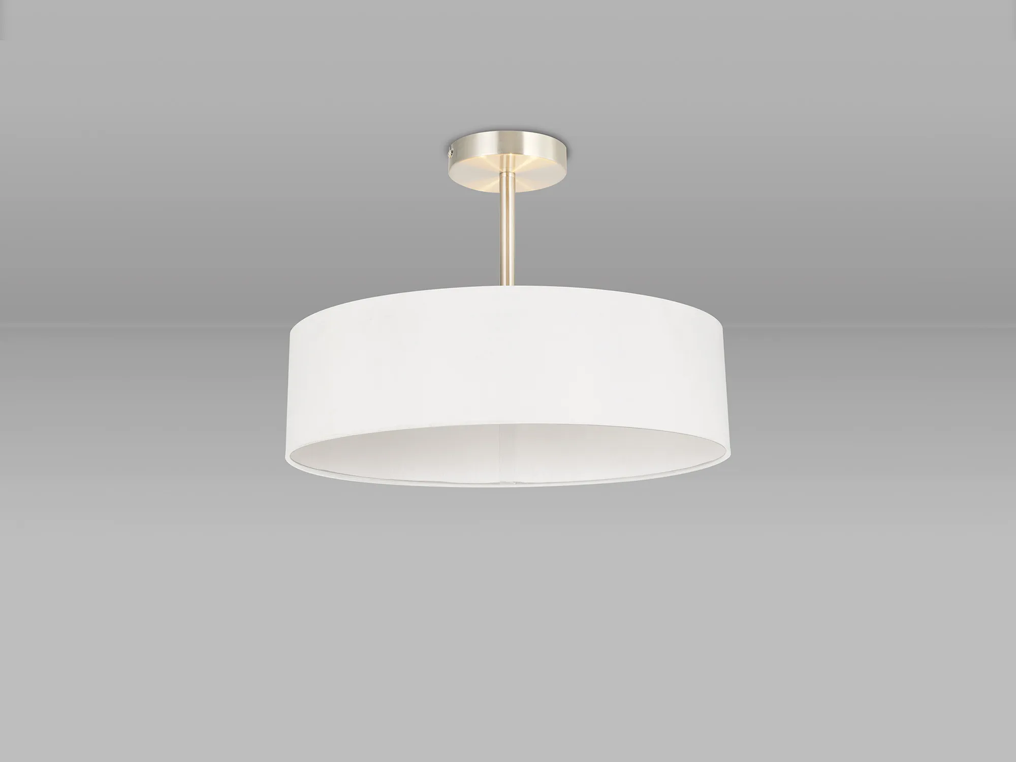 Baymont 45cm Semi Flush 5 Light Satin Nickel, White DK0757  Deco Baymont SN WH